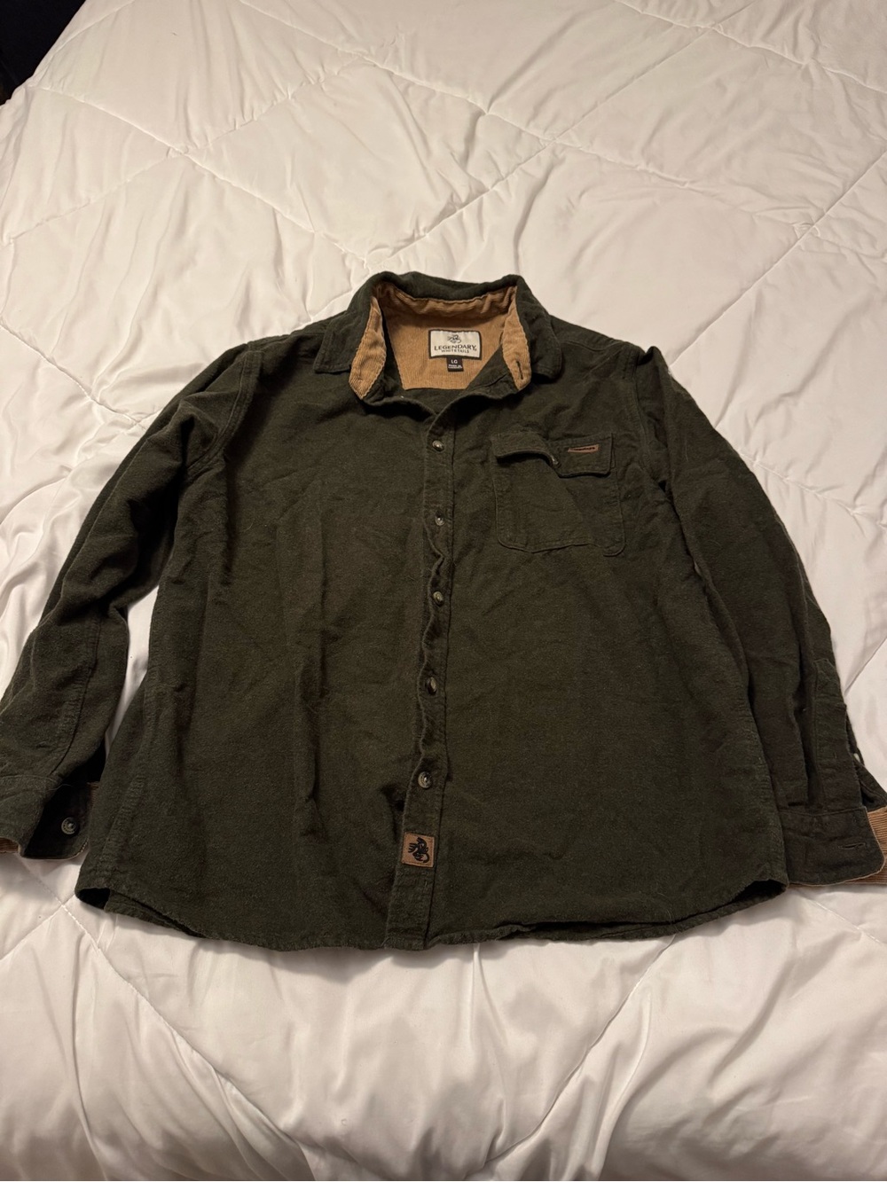 Legendary Whitetails Dark Green Jacket with Tan Corduroy Lining